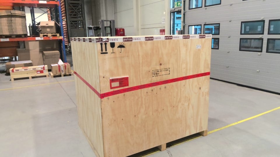 Closed plywood shipping crate