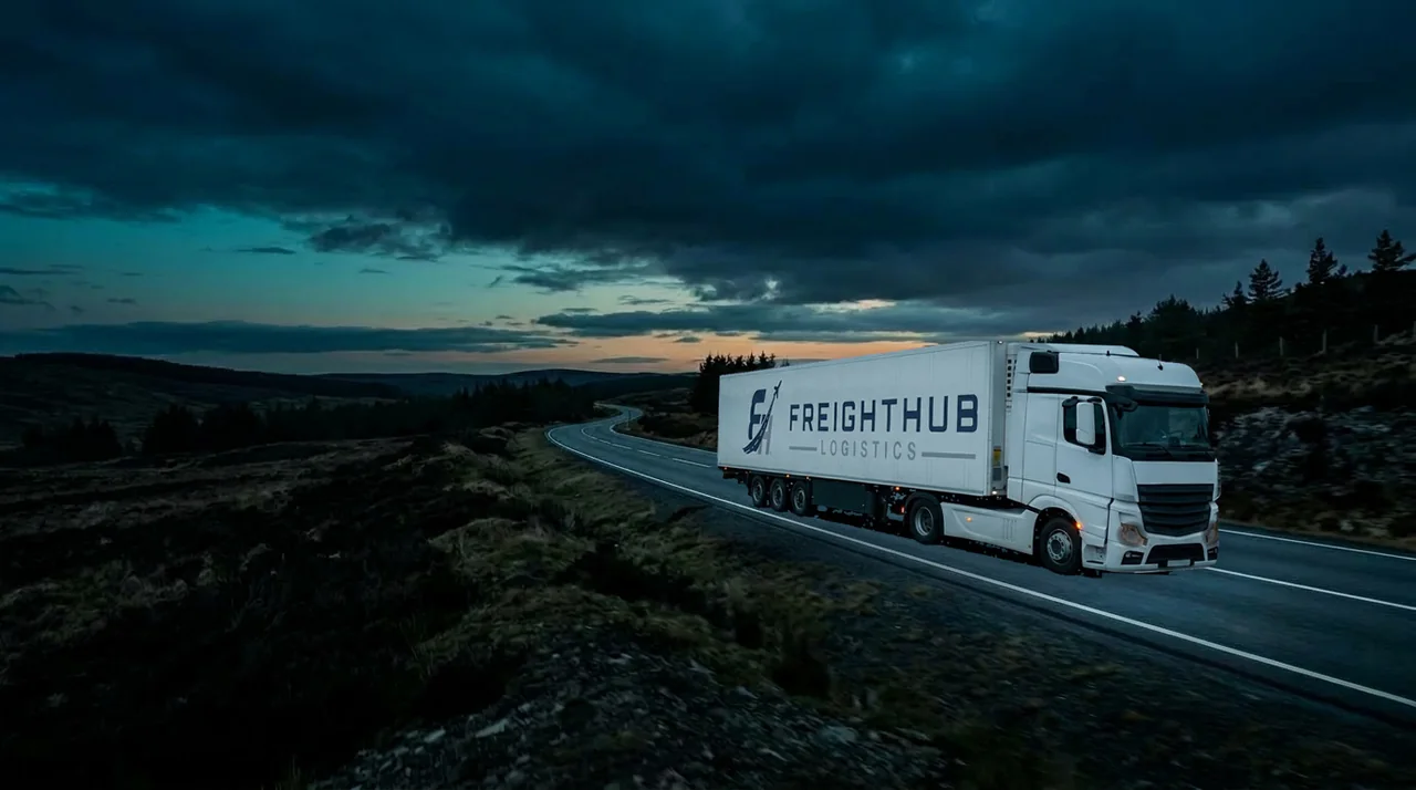 FreightHub Logistics truck on a road shipment